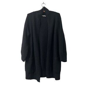 Vince Womens Black Chunky Knit Wool Cashmere Open Front Cardigan XS